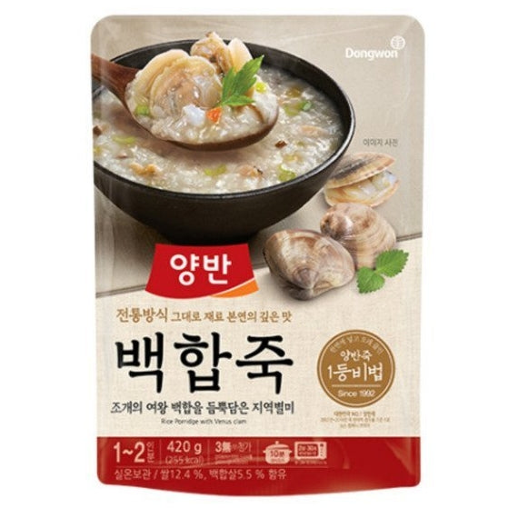 韓國東遠即食粥花甲粥 백합죽 Korea Dongwon Instant Congee Venus Clam Rice Porridge 420g