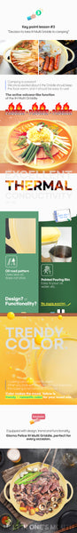 韓國 Giorno Felice 34cm 韓燒烤板 燒烤烤盤 (適用於明火/電磁爐) Korea Giorno Felice 34cm Multi Griddle Yellow Pan (Suitable for all heat sources and IH)