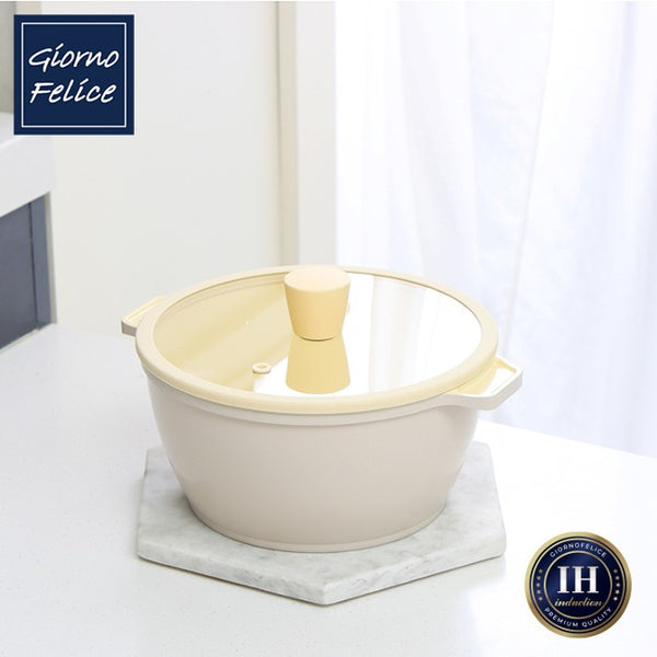 韓國 Giorno Felice 20cm 雙耳湯鍋 連玻璃蓋 (適用於明火/電磁爐) Korea Giorno Felice 20cm Multi Stewpot with Lid (Suitable for all heat sources and IH)