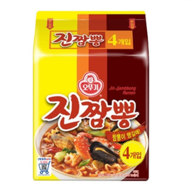 韓國不倒翁真辣海鮮拉麵 辣海鮮湯麵 金海鮮湯麵 130g x 4 Korean Ottogi Jin Jjambbong Ramen noodles 130g x 4pcs
