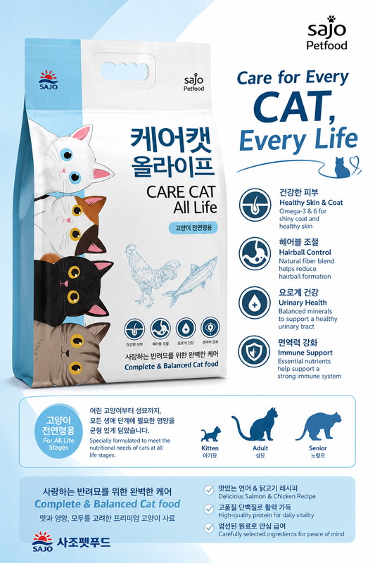 韓國三祖貓咪全生命週期全效平衡貓糧 乾糧 (雞肉及三文魚) Korean Sajo Cat Food All-Life Balanced Cat Food (Chicken & Salmon) 5kg