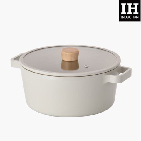 韓國 Fika 24cm 雙耳煲 連玻璃蓋 (適用於電磁爐/明火) Korea Fika 24cm Stockpot Binaural Pot with Glass Cover (Suitable for all heat sources and IH)