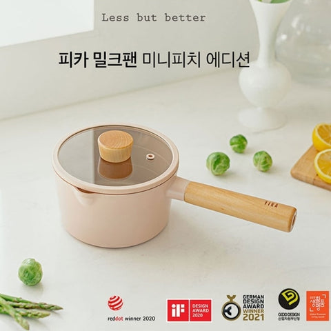 Fika (桃色) - 韓國 16cm 牛奶煲 1.4L 帶玻璃蓋 (適用於電磁爐/明火) Korea Fika (Peach Color) 16cm Milk Pan 1.4L with Glass Lid (Suitable for all heat sources and IH)