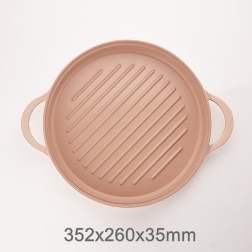 Fika (桃色) - 韓國 26cm 圓型 焗盤 (適用於電磁爐/明火) Korea Fika (Peach Color) 26cm Round Grill (Suitable for all heat sources and IH)