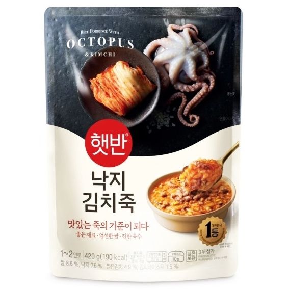 韓國CJ Hetbahn (前品牌名CJ bibigo) 即食粥 章魚泡菜粥 420g Korean CJ Hetbahn Instant Congee Octopus Kimchi Congee 420g