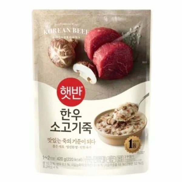 韓國CJ Hetbahn (前品牌名CJ bibigo) 即食粥香菇韓國牛肉韓牛粥  420g Korean CJ Hetbahn Instant Congee Mushroom Korean Beef Congee 420g