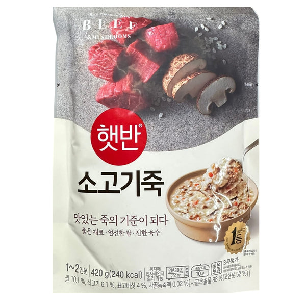 韓國CJ Hetbahn (前品牌名CJ bibigo) 即食粥 香菇牛肉粥 420g Korean CJ Hetbahn Instant Congee Mushroom beef Congee 420g