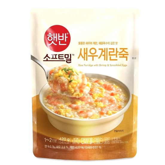 韓國CJ Hetbahn (前品牌名CJ Bibigo) 即食粥 鮮蝦雞蛋粥 420g Korean CJ Hetbahn Instant Congee Shrimp & Egg Congee 420g