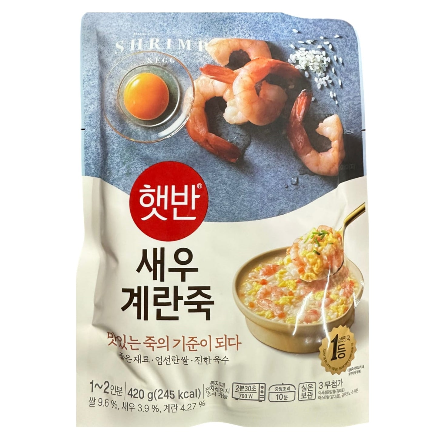 韓國CJ Hetbahn (前品牌名CJ Bibigo) 即食粥 鮮蝦雞蛋粥 420g Korean CJ Hetbahn Instant Congee Shrimp & Egg Congee 420g