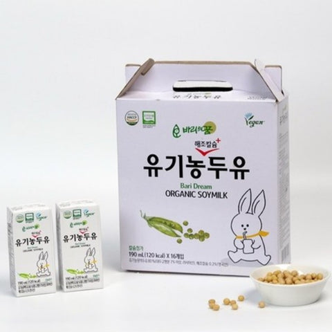 韓國 Bari Dream 有機豆奶 (+海藻鈣) Korean Bari Dream Organic Soy Milk (+Seaweed Calcium) 190ml x16