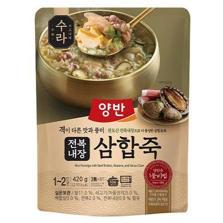 韓國東遠即食粥牛肉、鮑魚、花甲粥 三鮮粥 삼합죽 Korea Dongwon Instant Congee Beef Brisket, Abalone & Venus Clam Rice Porridge 420g