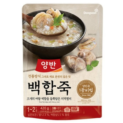韓國東遠即食粥花甲粥 백합죽 Korea Dongwon Instant Congee Venus Clam Rice Porridge 420g