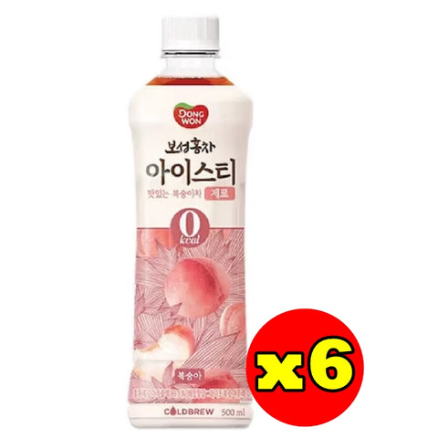 韓國東遠水蜜桃冷釀冰紅茶 零卡路里 500ml x6 Korean Peach Cold Brewed Iced Tea 500ml x6