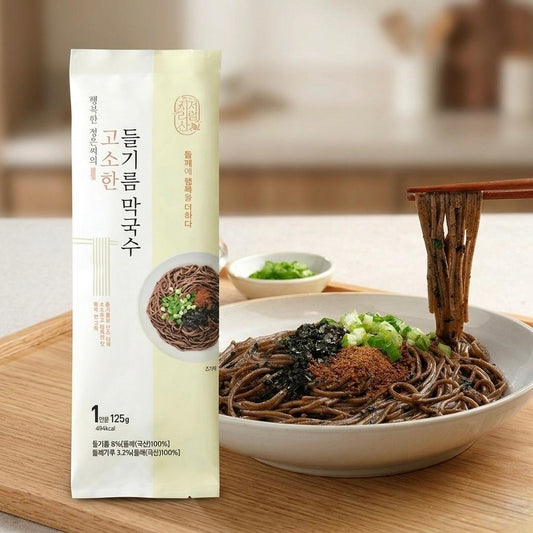 韓國 JIRISANCHEORUM 紫蘇油 蕎麥冷麵 Korean JIRISANCHEORUM Perilla Oil Buckwheat Noodles 125g