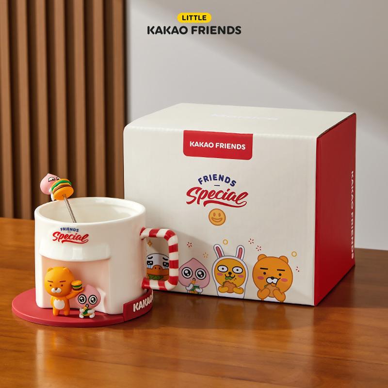 KAKAO FRIENDS [立體場景造型] 咖啡杯 連杯墊 連攪拌棒 [3D Scene Modeling] Coffee Cup with Coaster & Stirring Stick <Kakao_0017>