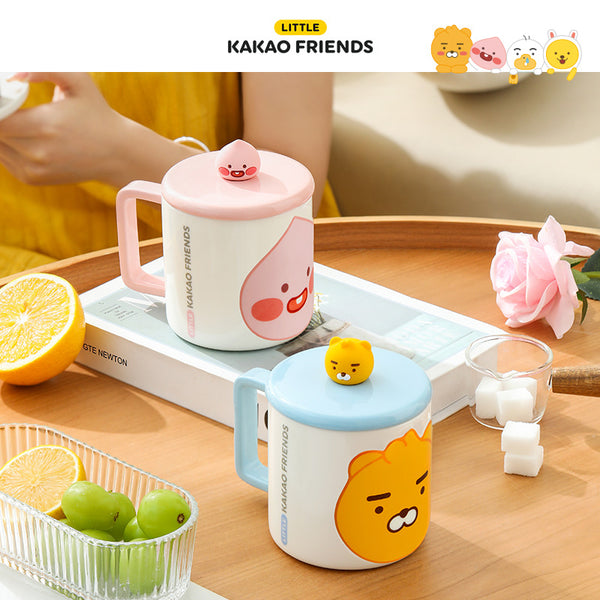 KAKAO FRIENDS 陶瓷咖啡杯 連蓋 帶攪拌匙 Ceramic Coffee Cup with Lid & Stirring Spoon <Kakao_0019>