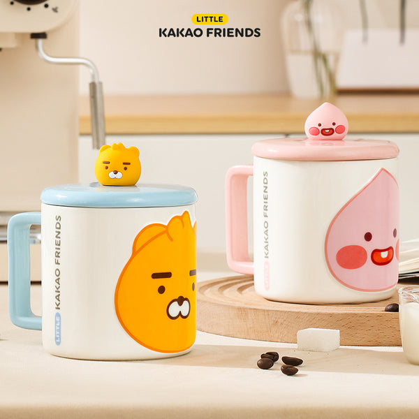 KAKAO FRIENDS 陶瓷咖啡杯 連蓋 帶攪拌匙 Ceramic Coffee Cup with Lid & Stirring Spoon <Kakao_0019>