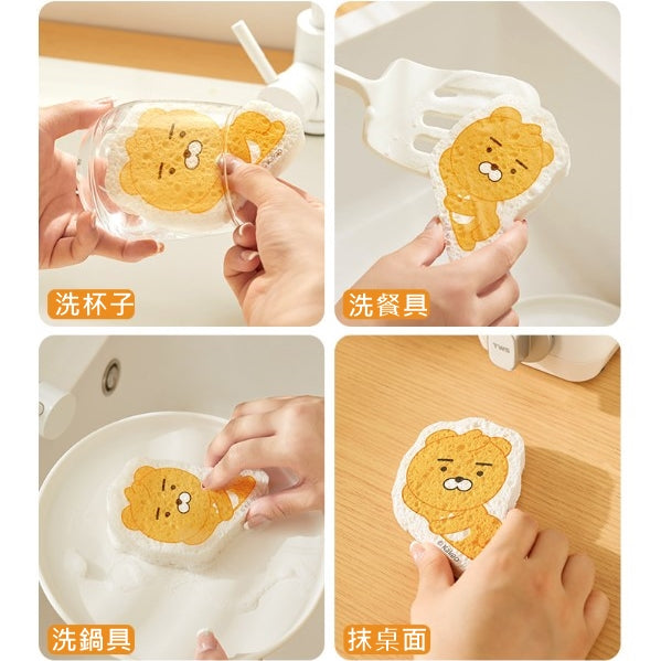 KAKAO FRIENDS 木漿棉 海綿刷 洗碗擦 Wood Pulp Cotton Dish Sponge Brush Wipe <Kakao_0021>