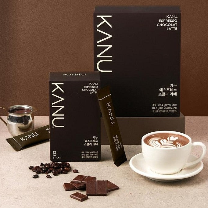 韓國KANU 濃縮咖啡 朱古力拿鐵 即溶咖啡 Korean KANU Espresso Chocolat Latte Instant Coffee 17.3g
