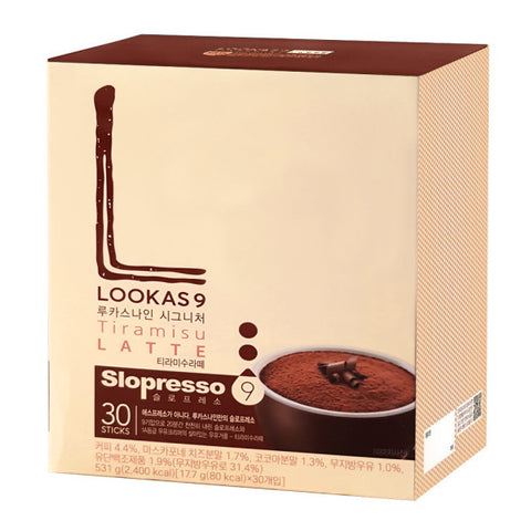 韓國 LOOKAS 9 提拉米蘇拿鐵 即溶咖啡 17.7g x30 Korean LOOKAS 9 Tiramisu Latte Instant Coffee 17.7g x30T