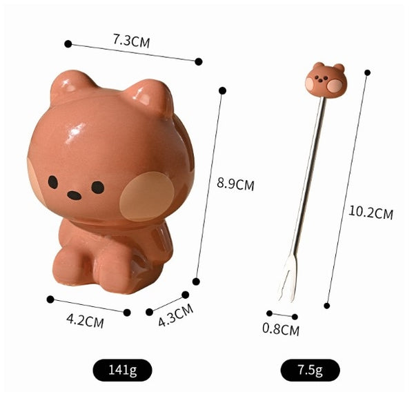 LINE FRIENDS 不銹鋼 水果蛋糕叉 連收納罐 Stainless Steel Fruit Cake Fork with Storage Jar <LINE_0082>