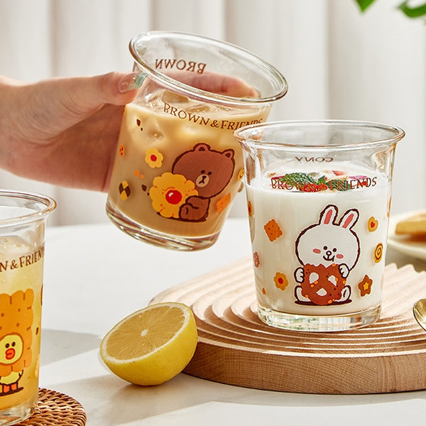 LINE FRIENDS 玻璃水杯 (適在於 咖啡 牛奶 果汁 Glass Water Cup (Suitable for Coffee, Milk, Juice) <LINE_0083>