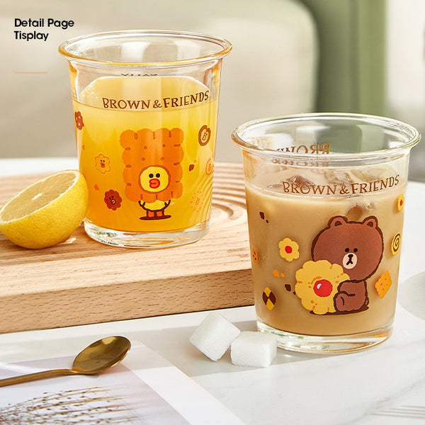 LINE FRIENDS 玻璃水杯 (適在於 咖啡 牛奶 果汁 Glass Water Cup (Suitable for Coffee, Milk, Juice) <LINE_0083>