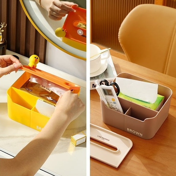 LINE FRIENDS 桌面紙巾收納盒 可擺放遙控 筆筒 Desktop Tissue Box Remote Control Pen Holder <LINE_0084>