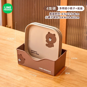 LINE FRIENDS 多用途小碟子連底座 (可作 小盤子 吐骨碟 小吃蛋糕碟) Small Plates with Base] (As Bone Spit Plates, Snack Cake Plates) <LINE_0086>