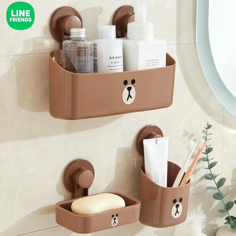 LINE FRIENDS 自粘免打孔 吸盤掛牆式 置物 Suction Cup Storage <LINE_0089>