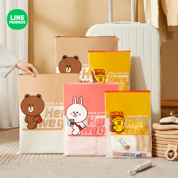 LINE FRIENDS 旅行衣服拉鍊收納袋 Travel Clothing Zipper Storage Bag <LINE_0098>