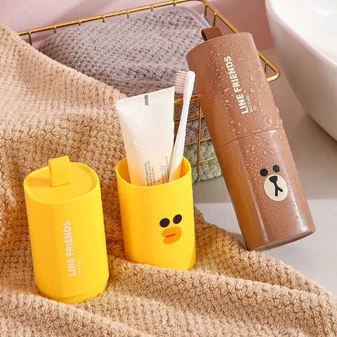 LINE FRIENDS 旅行 洗漱便攜杯子 收納盒 Travel Portable Cup Storage Box <LINE_0100>