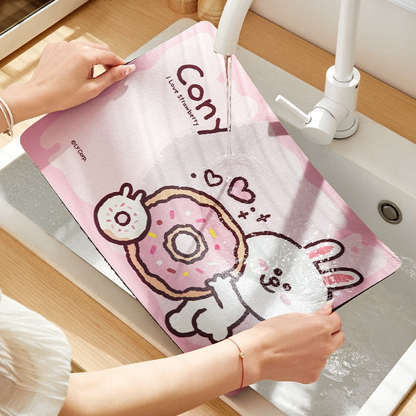 LINE FRIENDS 硅藻泥 廚房瀝水墊 吸水墊 枱面隔热墊 Diatom Mud Kitchen Absorbent Drain Countertop Insulation Mat <LINE_0109>