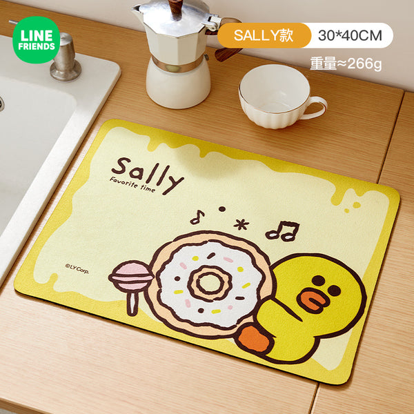 LINE FRIENDS 硅藻泥 廚房瀝水墊 吸水墊 枱面隔热墊 Diatom Mud Kitchen Absorbent Drain Countertop Insulation Mat <LINE_0109>