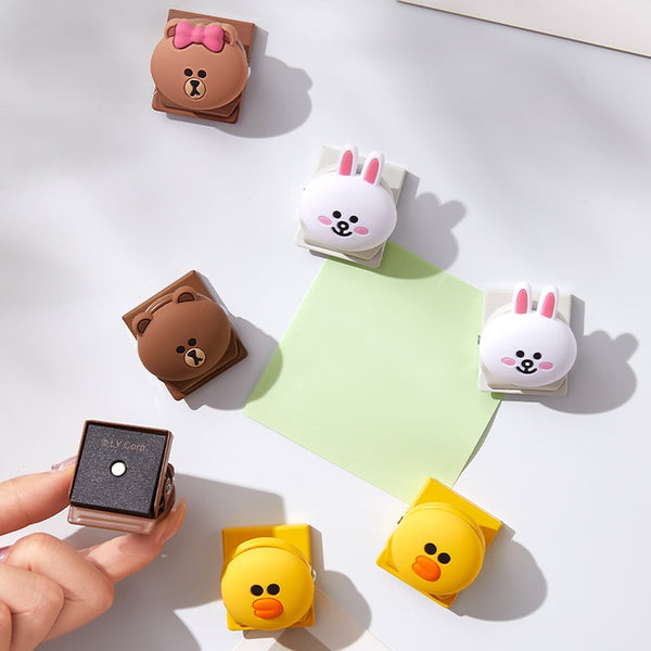 LINE FRIENDS 冰箱磁鐵夾 雪櫃磁石貼 字條夾 便利貼夾 Refrigerator Message Note Magnet Clip <LINE_0112>