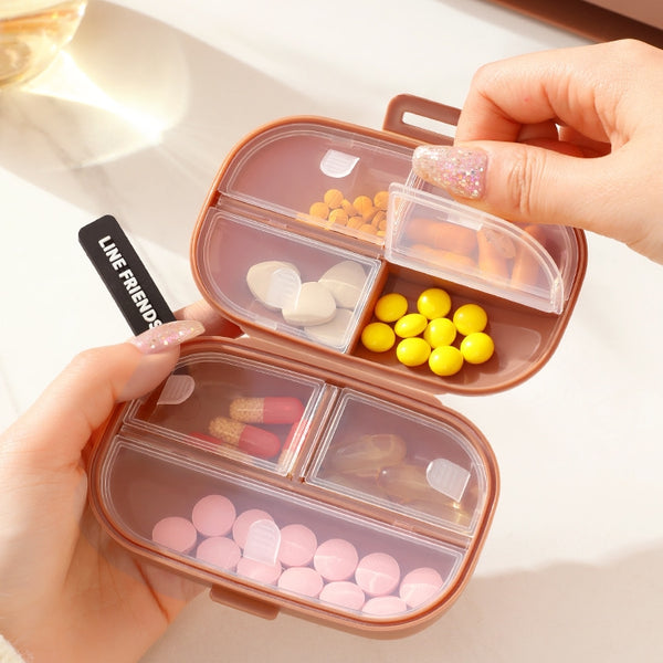 LINE FRIENDS 多用途7格 分裝收納 防潮藥盒 Portable Medicine Pill Pills Storage Box <LINE_0113>