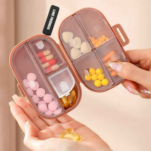 LINE FRIENDS 多用途7格 分裝收納 防潮藥盒 Portable Medicine Pill Pills Storage Box <LINE_0113>