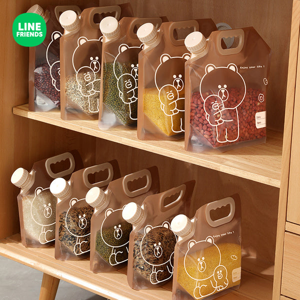 LINE FRIENDS [一套6件] 五穀雜糧密封袋 手提吸嘴收納袋 [6pcs/Set] Portable Nozzle Grains Sealed Bag <LINE_0115>