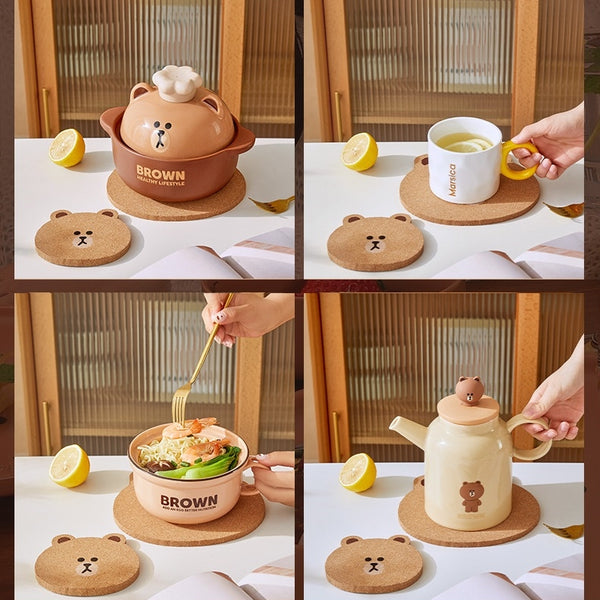 LINE FRIENDS 軟木餐墊 杯墊 鍋墊  Cork Placemats Coasters Potholders <LINE_0118>