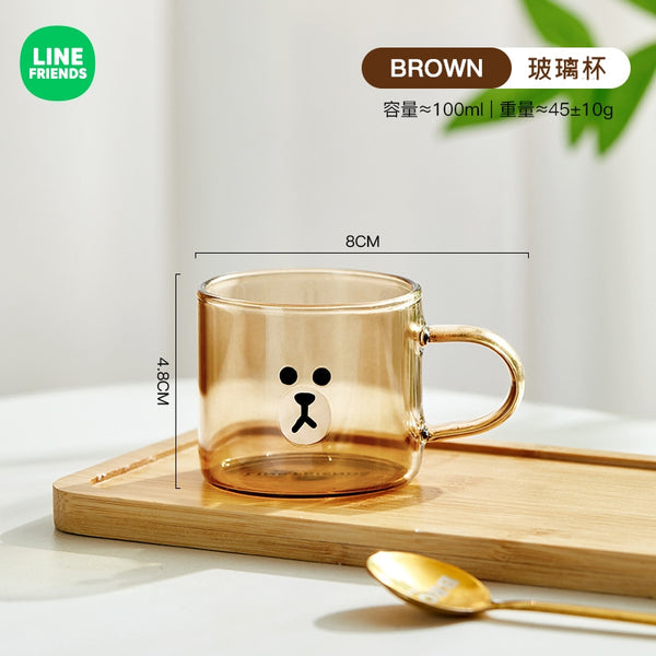 LINE FRIENDS 玻璃 濃縮咖啡杯 茶杯水杯 100ml Glass Espresso Coffee Tea Water Cup 100ml <LINE_0120>