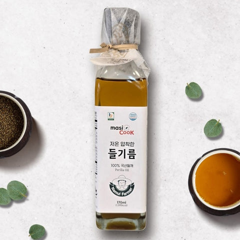 韓國 masiCook 100% 冷壓紫蘇油 Korean masiCook 100% Cold Pressed Perilla Oil 170ml  저온 압착한 들기름