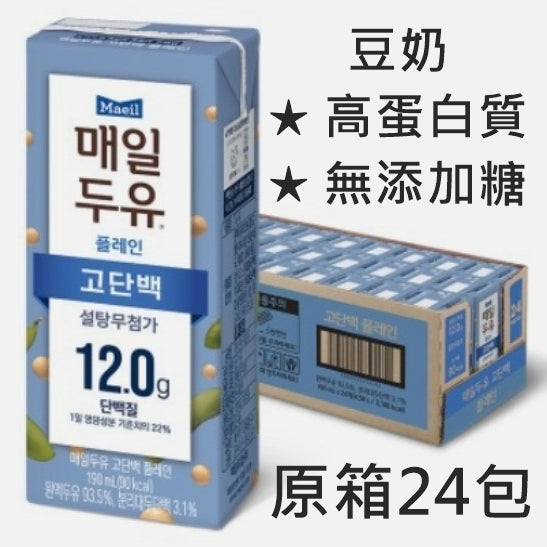 韓國Sunup韓國飲品 高蛋白質12g 無添加糖豆奶 Korean Sunup Soy Milk no additives sugar-free 190ml x24