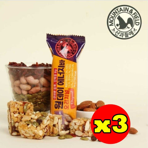 韓國Mountain & Field堅果能量棒 (杏仁、南瓜子、花生、蔓越莓、葡萄乾) 35g x3 Korean Mountain & Field Nut Energy Bar (Almond, Pumpkin Seed, Peanut, Cranberry, Raisin) 35g x3
