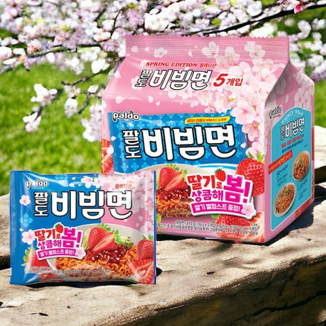 韓國八道香辣醬撈麵拌麵 (草莓春季限定版) 135g x5 Korean Paldo Spicy Sauce Bibimen Ramen Noodles (Strawberry Spring Version) 135g x5