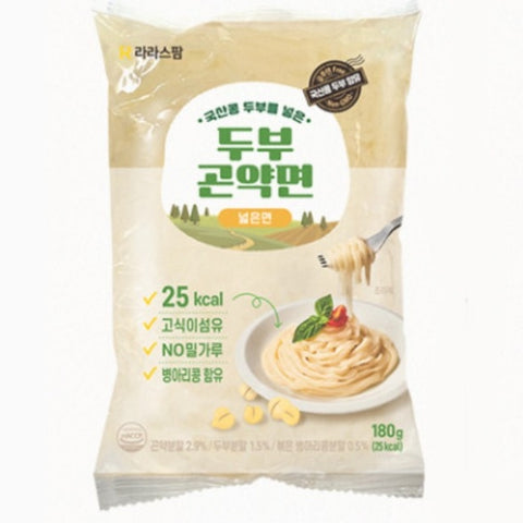 韓國 Rarasfarm 韓國 韓國 豆腐蒟蒻麵 寬麵 即食麵 두부 곤약면  Korea Instant Cooked Tofu Konjac Wide Noodles 200g