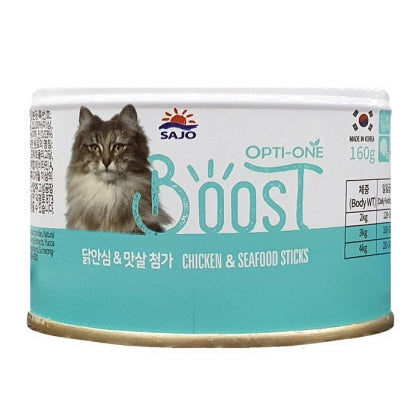 韓國三祖OPTI-ONE Boost 雞肉 & 海鮮蟹柳 成貓主食罐 特大裝 Korean Sajo Opti-One Boost Chicken & Seafood Sticks Cat Food Can 160g