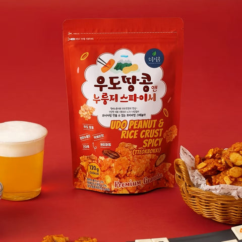 韓國Udo辣味花生玄米脆片 Korean Udo Peanut & Rice Crust Spicy Snack 120g 우도땅콩 앤 누룽지 스파이시