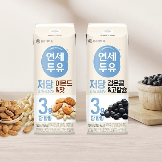 韓國延世大學高鈣低糖 杏仁松子仁豆奶 Korean Yonsei University High-Calcium Low-Sugar Almond Pine Nut Soy Milk 190ml x24