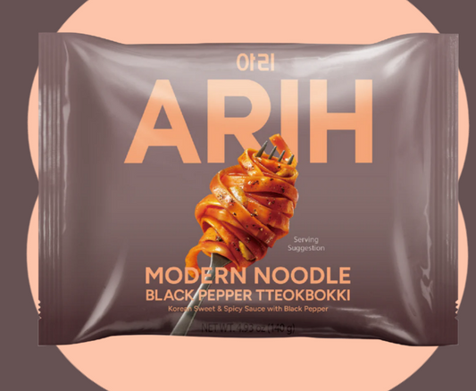 BTS 防彈少年團 ARIH 現代寬扁麵系列 黑椒年糕 黑胡椒嘅辛辣撞落炒年糕醬 140g x 4