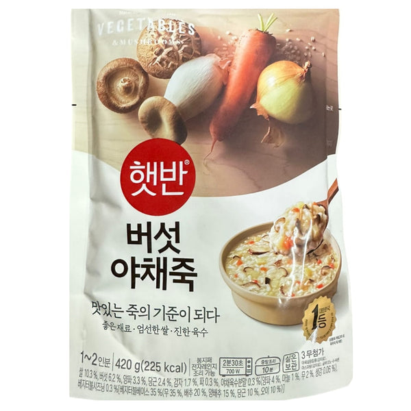 韓國CJ Hetbahn (前品牌名CJ Bibigo) 即食粥 蘑菇蔬菜粥 420g Korean CJ Hetbahn Instant Congee Mushroom & Vegetable Congee 420g